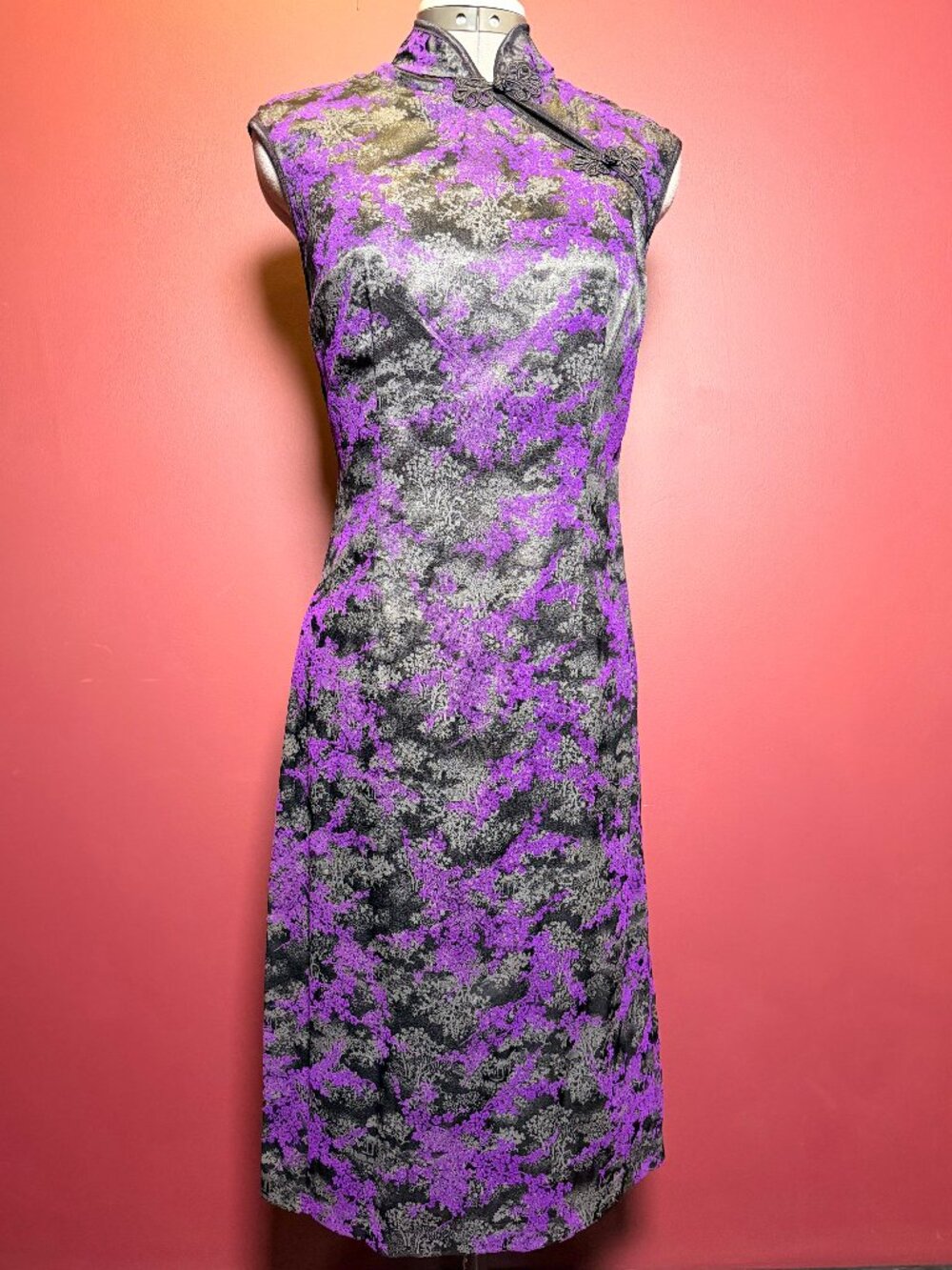 Morbid Threads Purple Floral Satin Dress - Size Small